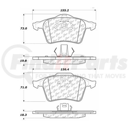 104.1003 by CENTRIC - Posi Quiet Semi-Metallic Brake Pads with Hardware