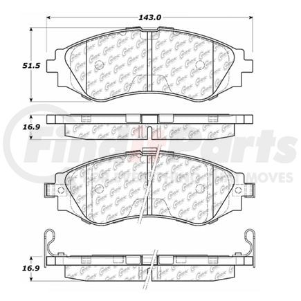 104.07970 by CENTRIC - Posi Quiet Extended Wear Brake Pads with Shims and Hardware