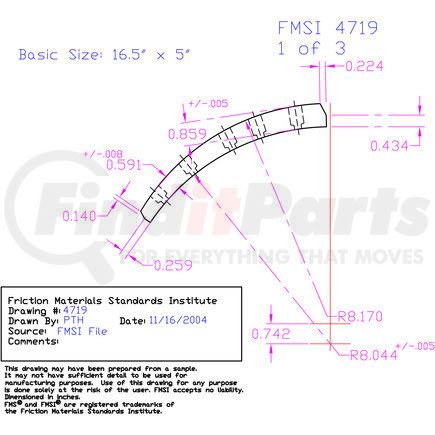 AN4719D-S70 by ABEX - Abex Friction AN4719D-S70 Drum Brake Shoe Lining