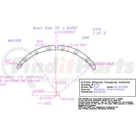 EN4710D-S4F by ABEX - Abex Friction EN4710D-S4F Drum Brake Shoe Lining