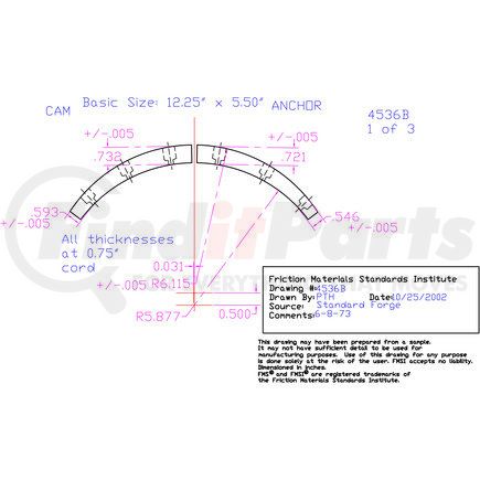 EX4536BD-S43 by ABEX - Abex Friction EX4536BD-S43 Drum Brake Shoe Lining