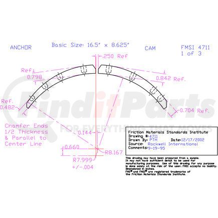 FT4711D by ABEX - Abex Friction FT4711D Drum Brake Shoe Lining