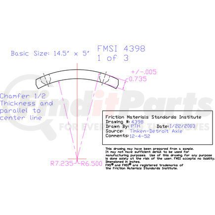 MQ4398D by ABEX - Abex Friction MQ4398D Drum Brake Shoe Lining