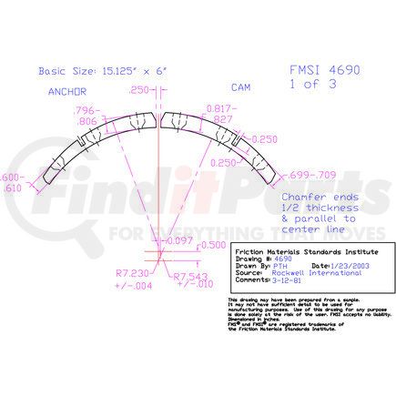MQ4690D by ABEX - Abex Friction MQ4690D Drum Brake Shoe Lining
