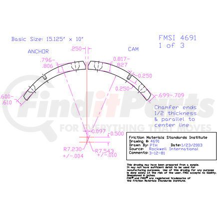 MQ4691D by ABEX - Abex Friction MQ4691D Drum Brake Shoe Lining