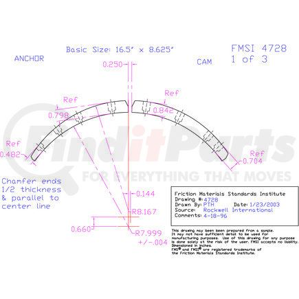 MQ4728DX by ABEX - Abex Friction MQ4728DX Drum Brake Shoe Lining