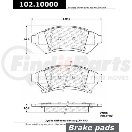 102.10000 by CENTRIC - CTek Brake Pads
