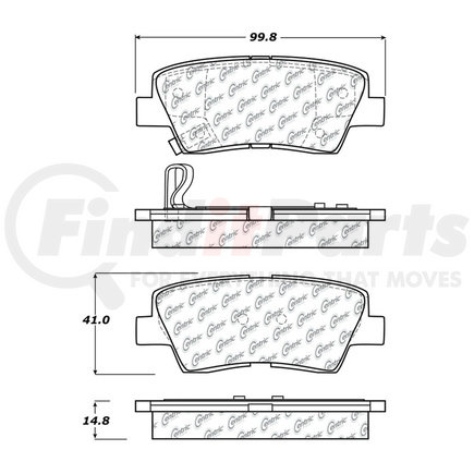 102.1313 by CENTRIC - C-TEK Semi-Metallic Brake Pads with Shims