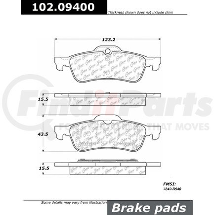 102.09400 by CENTRIC - CTek Brake Pads