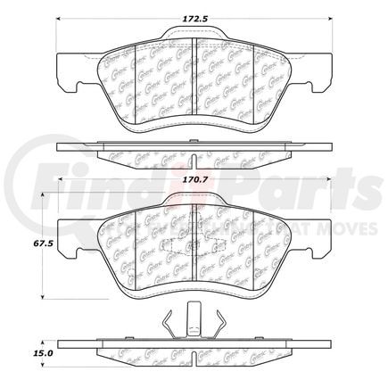 100.09760 by CENTRIC - Posi Quiet Ceramic Brake Pads with Shims and Hardware