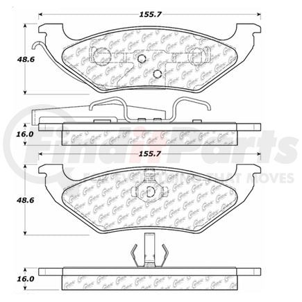 100.06370 by CENTRIC - Posi Quiet Ceramic Brake Pads with Shims and Hardware