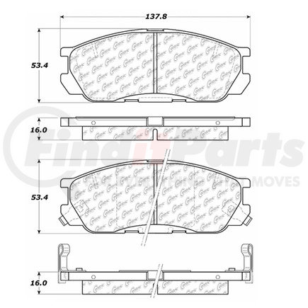 100.05370 by CENTRIC - Posi Quiet Ceramic Brake Pads with Shims and Hardware