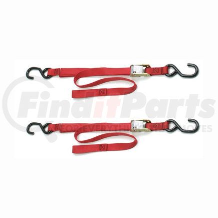 40888-10 by ANCRA - Cambuckle Tie Down Strap - 2 pack, 66 in., Red, For 400 lbs. Working Load Limit, With S-Hook