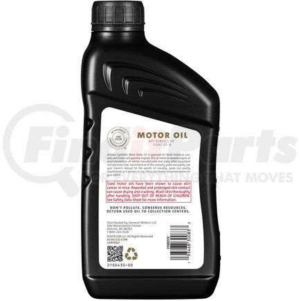 10-9286 by ACDELCO - OIL,ENG SYNTHETIC BLEND 5W20 ACDELCO 1QTX12