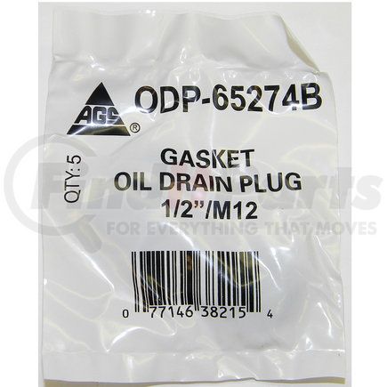 ODP-65274B by AGS COMPANY - Accufit Oil Drain Plug Gasket Metal/Rubber 1/2in/M12, 5 per Bag