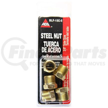 BLF-15C-5 by AGS COMPANY - Steel Tube Nut, 3/8 (5/8-18 Inverted), 5/card