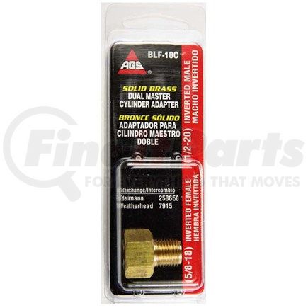 BLF-18C by AGS COMPANY - Brass Adapter, Female(5/8-18 Inverted), Male(1/2-20 Inverted), 1/card