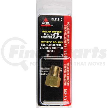 BLF-21C by AGS COMPANY - Brass Adapter, Female(1/2-20 Inverted), Male(9/16-18 Inverted), 1/card