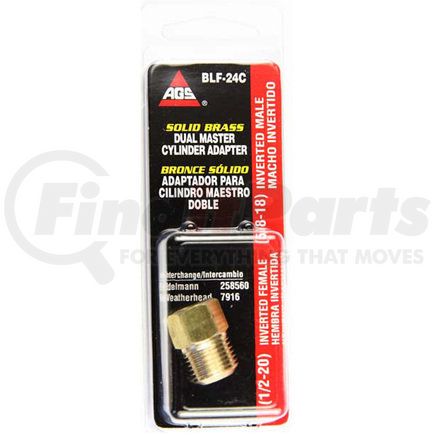 BLF-24C by AGS COMPANY - Brass Adapter, Female(1/2-20 Inverted), Male(5/8-18 Inverted), 1/card