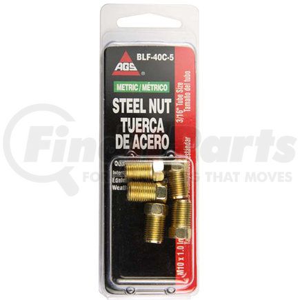 BLF-40C-5 by AGS COMPANY - Steel Tube Nut, 3/16 (M10x1.0 Inverted), 5/card