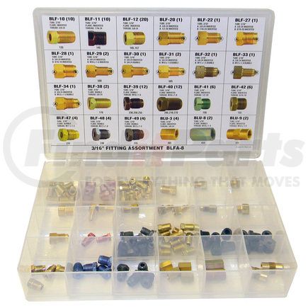 BLFA-8 by AGS COMPANY - 3/16 Tube Nut, Union, Adapter Fitting Assortment, 24 SKU, BLFA-8