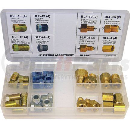 BLFA-9 by AGS COMPANY - 1/4 Tube Nut, Union, Adapter Fitting Assortment, 8 SKU, BLFA-9