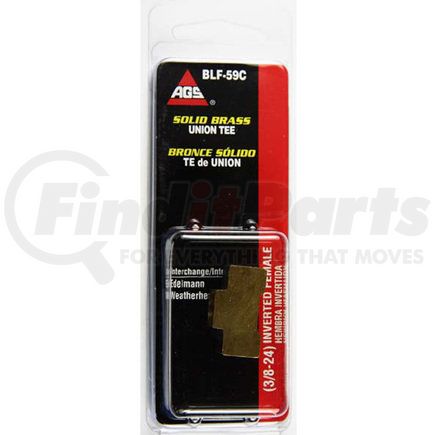 BLF-59C by AGS COMPANY - Brass Brake Line Union Tee, Female(3/8-24 Inverted), 1/card