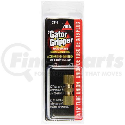 CF-1 by AGS COMPANY - Brass compression union, 3/16, 1/card