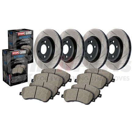 934.46004 by STOPTECH - Street Axle Pack Slotted Front & Rear Wheel Brake Kit