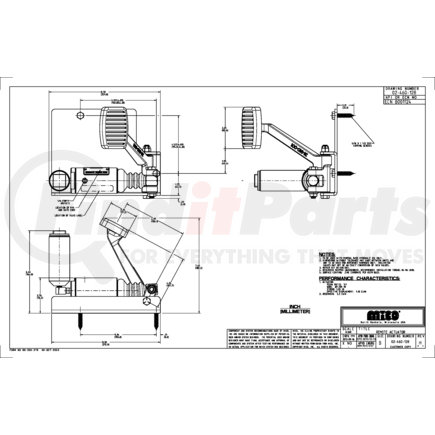 02-460-128 by MICO - Pedal Operated Actuator - Hydraulic Oil Type, 1.125" Bore Dia., 1.187" Stroke, 1/8"-27 NPTF Outlet Port