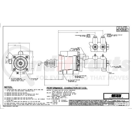 02-460-404 by MICO - Boosted Tandem Straight Bore Master Cylinder - Brake Fluid Type, 1.75" Bore Dia., 0-1550 PSI