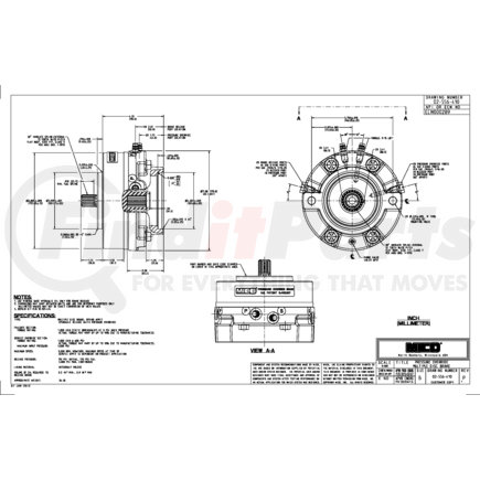 02-556-410 by MICO - Multiple Disc Brake - with Pressure Override, Hydraulic Oil Type, 13 Tooth Spline, 5-3/4" Bolt Circle