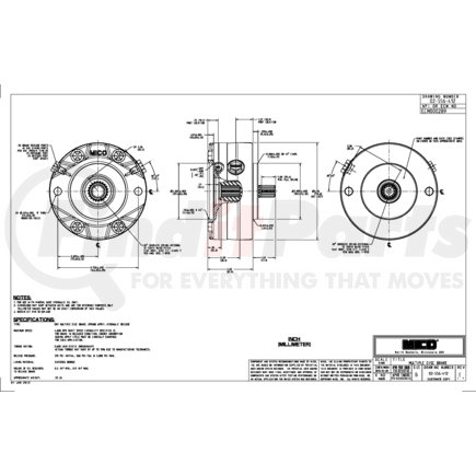 02-556-412 by MICO - Multiple Disc Brake - Hydraulic Oil Type, 13 Tooth Spline, 5-3/4" Bolt Circle