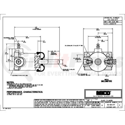 03-120-017 by MICO - Slave Cylinder - Brake Fluid Type, 1" Bore Diameter, 1" Stroke