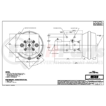 03-460-148 by MICO - Air/Hydraulic Actuator - Hydraulic Oil Type, 1-3/4" Bore Diameter, Type 36 Chamber