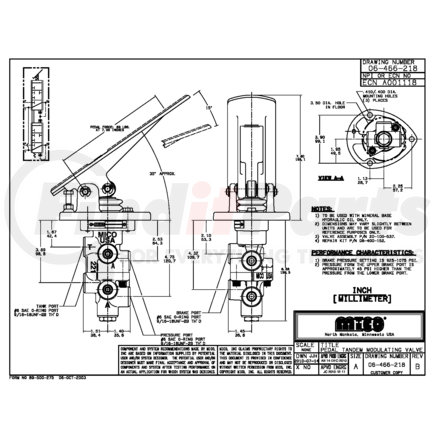 06-466-218 by MICO - Pedal Actuated Tandem Modulating Valve - 1000 PSI