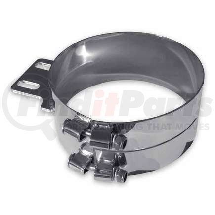 TCLA-51 by TRUX - Exhaust Clamp, 5", Chrome Plated, Stainless Steel, Rectangle Mounting Plate