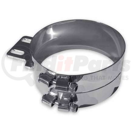 TCLA-61 by TRUX - Exhaust Clamp, 6", Chrome Plated, Stainless Steel, Rectangle Mounting Plate