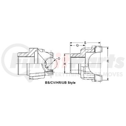 170-4-1161-1 by DANA - SPL170 Series Drive Shaft End Yoke - Steel, 49 Spline, HR Yoke Style, Splined Hole