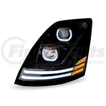 TLED-H54 by TRUX - Incandescent Headlight, Assembly, LH, with LED, Runnig Light/Turn Signal, Black, for Volvo VNL