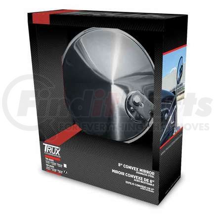 TRUX TM-2003 Hood Mirror Mirror, Convex, 8", Stainless Steel, with Offset Mounting Brackets