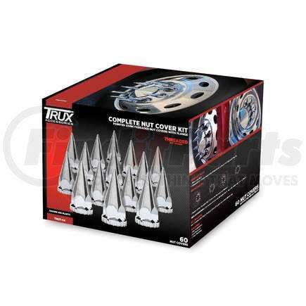 TNUT-C4 by TRUX - Nut Cover, Chrome, Plastic, 33mm Long, Threaded, Pointed, with Flange, Case of 60