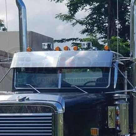 TSUN-F3 by TRUX - Sunvisor, 15", Fiberglass Replacement Flat Top, Cab Mounted Mirrors, for 1991+ Freightliner