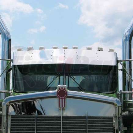 TRUX TSUN-K2 Sun Visor Sunvisor, 14", Curved Glass, with 8 x 2" Light Holes, for 2006- Kenworth W900