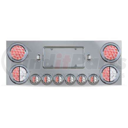 TU-9001L2. by TRUX - Center Panel, Rear, Stainless Steel, with 2 x 4" & 6 x 2" Dual Revolution, with 2 x 4" Red & 2 License Light LEDs