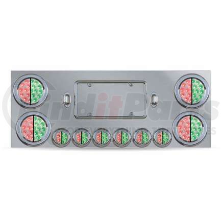 TU-9001L6 by TRUX - Center Panel, Rear, Stainless Steel, with 4 x 4", 6 x 2" Dual Revolution (Red/Green) & 2 Purple License Light LEDs