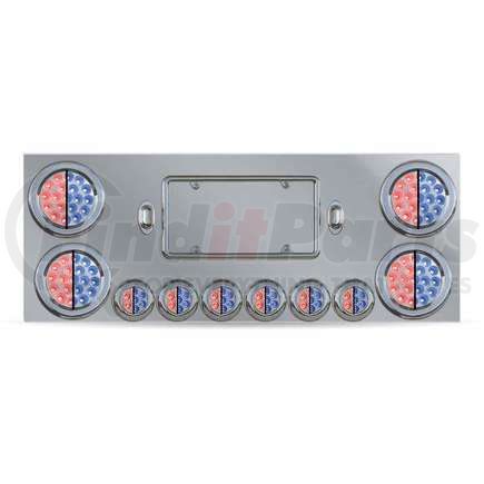 TU-9001L4. by TRUX - Center Panel, Rear, Stainless Steel, with 4 x 4", 6 x 2" Dual Revolution (Red/Blue) & 2 License Light LEDs