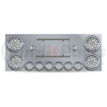 TU-9001L5 by TRUX - Center Panel, Rear, Stainless Steel, with 4 x 4", 6 x 2" Dual Revolution (Red/Purple) & 2 Purple License Light LEDs