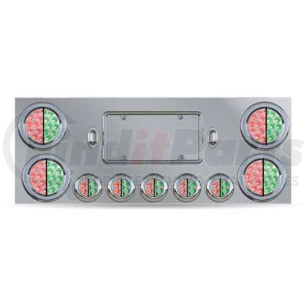 TU-9002L6 by TRUX - Center Panel, Rear, Stainless Steel, with 4 x 4", 5 x 2 1/2" Dual Revolution (Red/Green) & 2 License Light LEDs