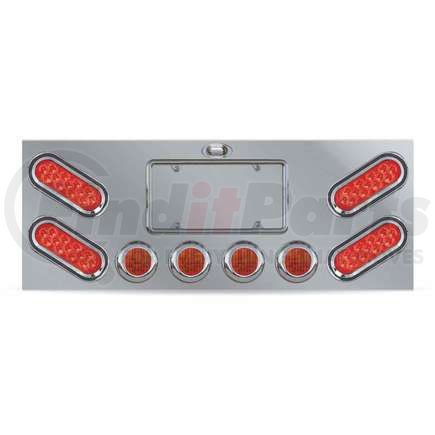 TU-9008L. by TRUX - Center Panel, Rear, Stainless Steel, with 4 Oblong & 4 x 2 1/2 LEDs & Bezels